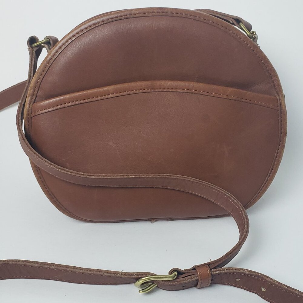 Coach leather crossbody bag luggage tan color brass colored hardware